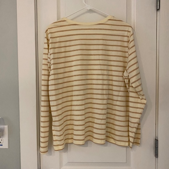 NWT Lands' End Supima Relaxed Long Sleeve Shirt, Pecan Breton Stripe, Size LP - Picture 5 of 5